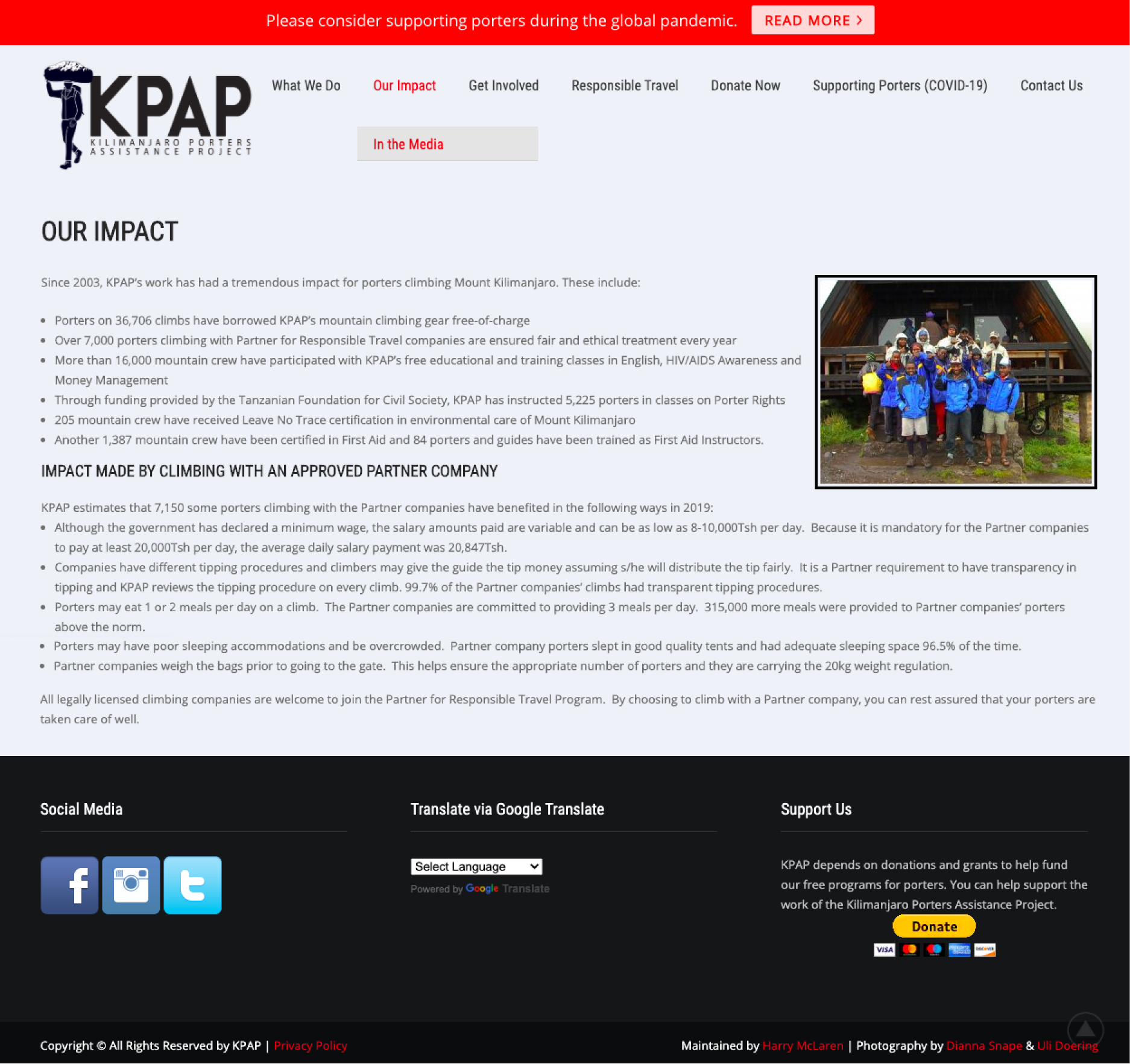 A screenshot of the old Impact webpage. Text fills the whole screen left to right.