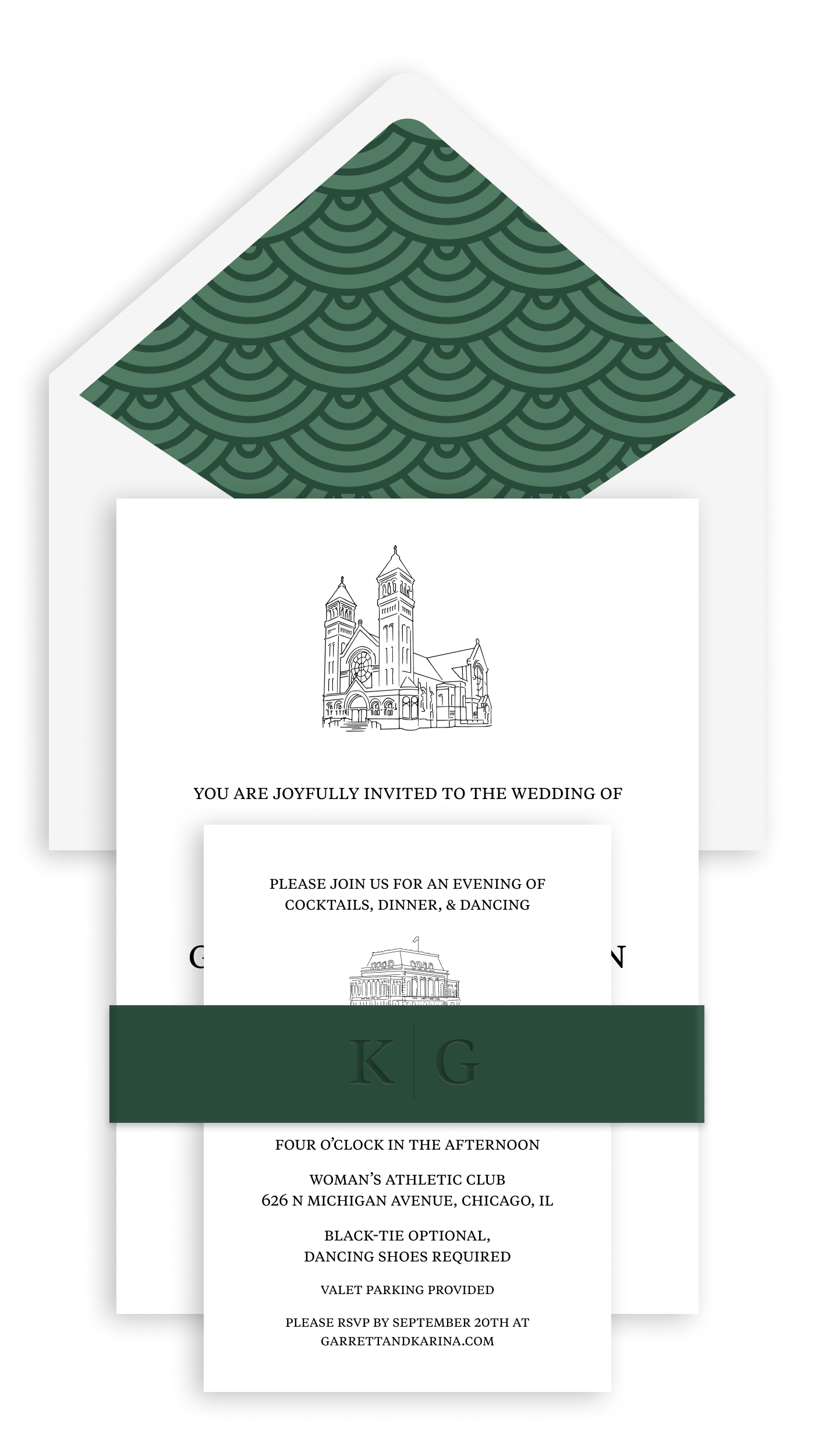 A mockup of the print files for a wedding invitation.