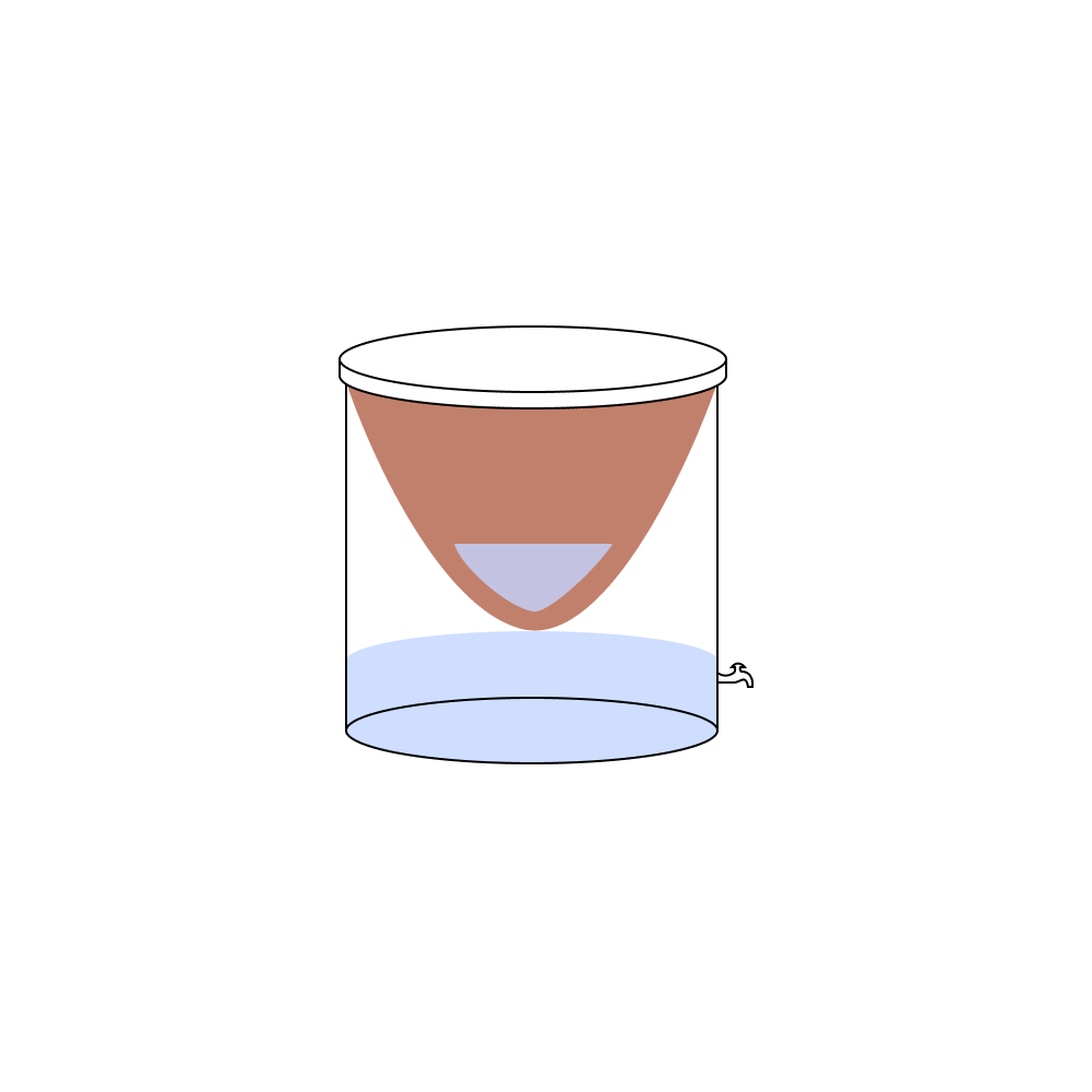 Diagram of the FilterPure water filter, which features a clay basin sitting inside a bucket.