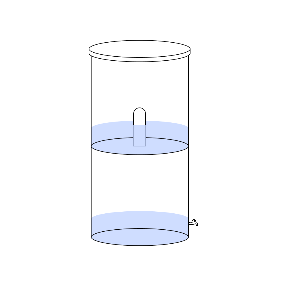 Diagram of the ILAC water filter, which features two stacked buckets.