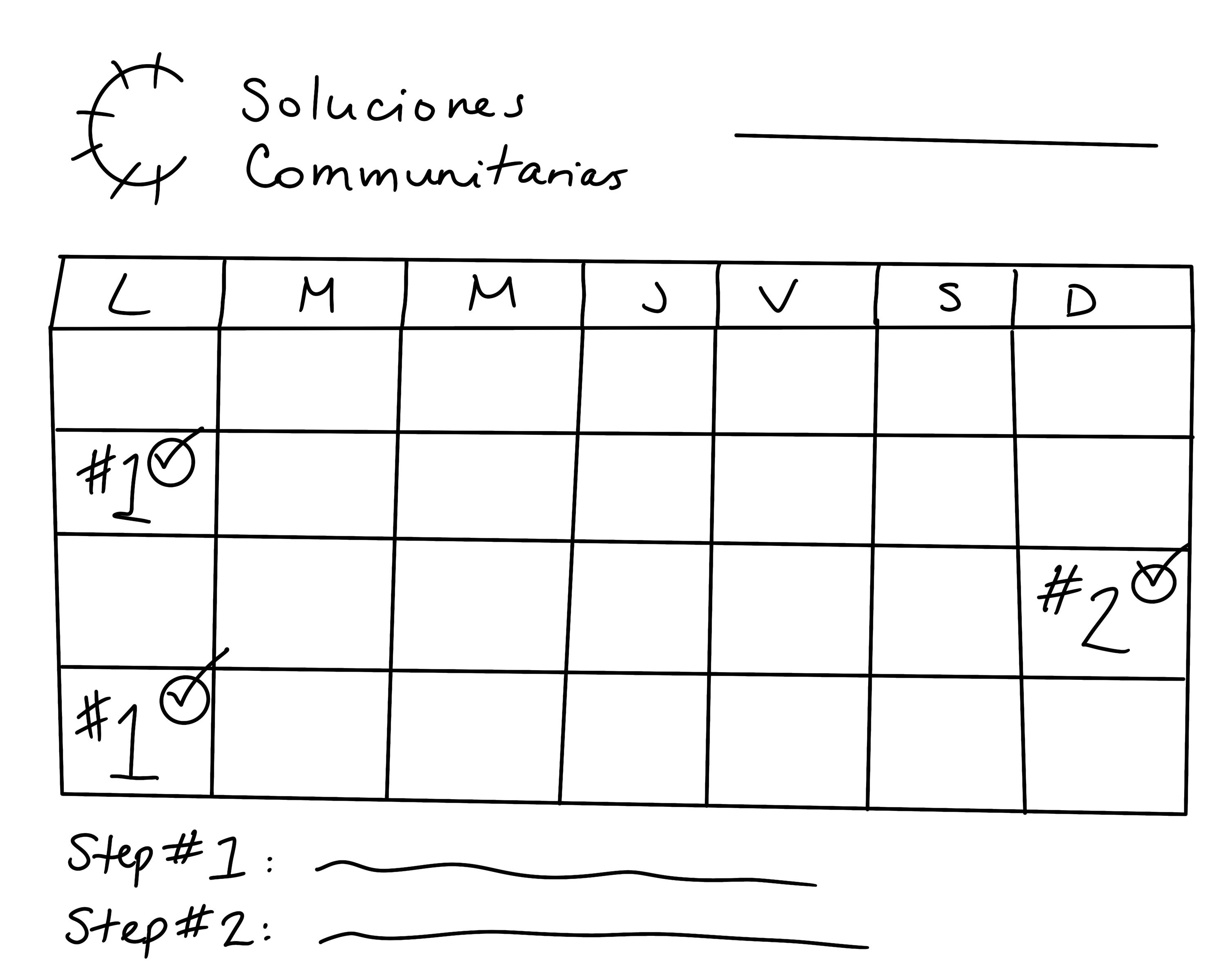 Sketch of a possible maintenance calendar, featuring a weekly focused view.